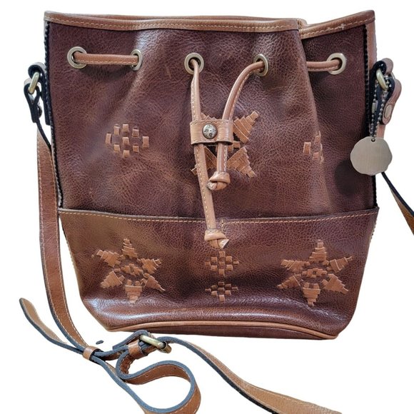 Patricia Nash Bags Patricia Nash Leather Brindisi Drawstring Bucket Bag Handbag Crossbody